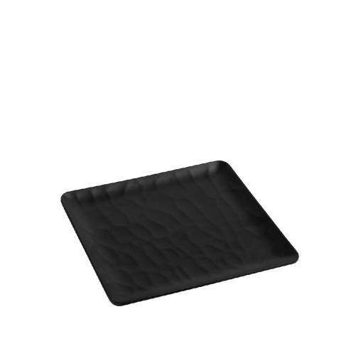 black-πιατο-ρηχο-τετραγ-18εκ-wavy-matte-μελαμινησ