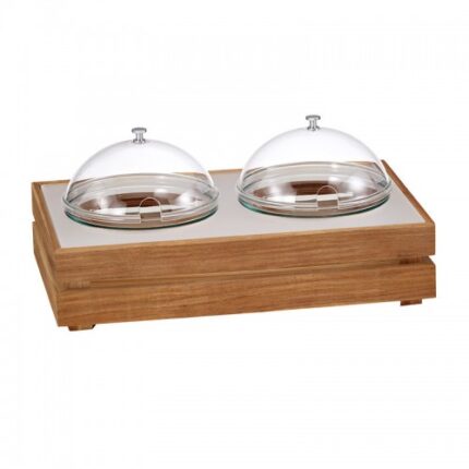 Ψυχόμενα Μπωλ 2x2,5 Lit. GN1/1 Ξύλο Ακακίας και Plexi Frost 32,5x53cm Για Γιαούρτι και Κομπόστες